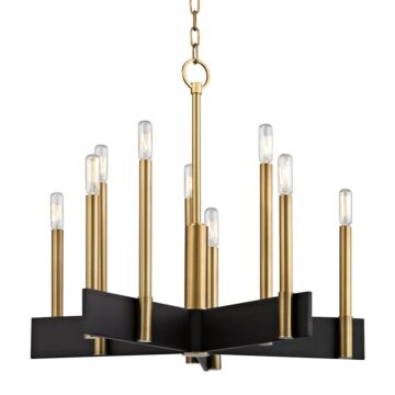 Abrams Ten Light Chandelier in Aged Brass by Hudson Valley