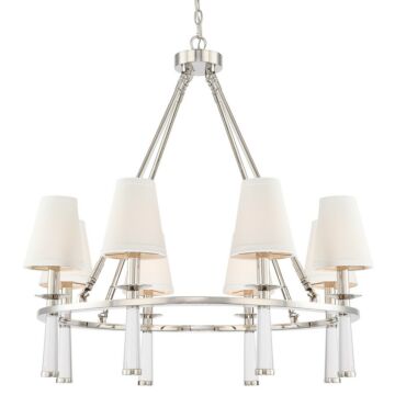 Baxter Eight Light Chandelier in Polished Nickel by Crystorama