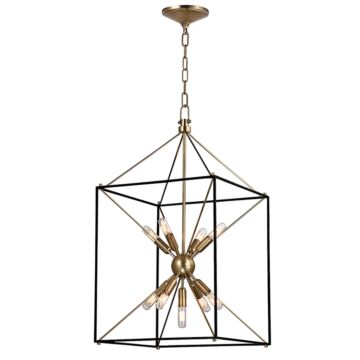 Glendale Nine Light Pendant in Aged Brass Black by Hudson Valley