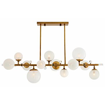 Arteriors Troon 12 Light Linear Chandelier in Antique Brass