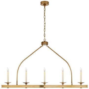 Launceton  Linear Pendant in Antique-Burnished Brass by Visual Comfort Signature