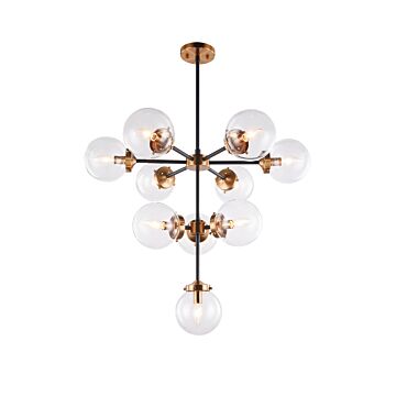 Maru Ten Light Chandelier in Aged Gold Brass by Matteo Lighting