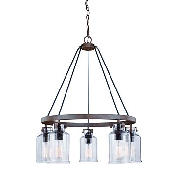Milone 5-Light Chandelier in Textured Rustic Bronze