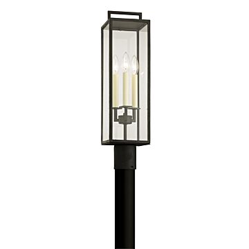 Beckham Three Light Post Lantern in Forged Iron by Troy Lighting