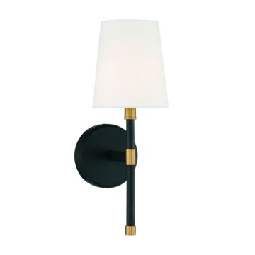 Brody One Light Wall Sconce in Matte Blackith Warm Brass Accents by Savoy House