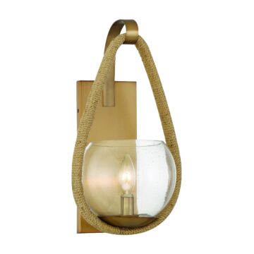 Ashe One Light Wall Sconce in Warm Brass and Rope by Savoy House