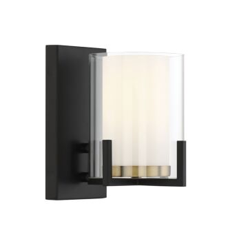 Eaton One Light Wall Sconce in Matte Blackith Warm Brass Accents by Savoy House