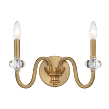 Bergdorf Two Light Wall Sconce in Warm Brass by Savoy House