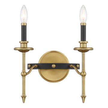 Consulate 2-Light Wall Sconce in Matte Black and Warm Brass