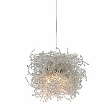 Birds 1-Light Pendant in Painted Silver with Clear