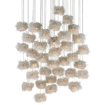 Birds 36-Light 36 Light Pendant in Painted Silver with Clear