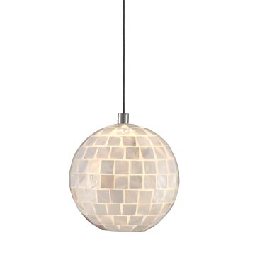 Finhorn 1-Light Pendant in Painted Silver with Pearl