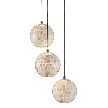 Finhorn 3-Light Pendant in Painted Silver with Pearl