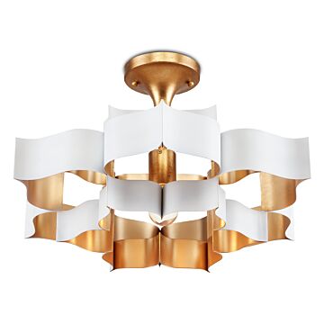 Grand Lotus 1-Light Chandelier in Sugar White with Comtemoprary Gold Leaf
