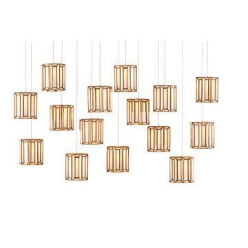 Daze 15-Light 15 Light Pendant in Antique Brass with White with Painted Silver