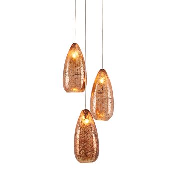 Rame 3-Light Pendant in Copper with Silver with Painted Silver