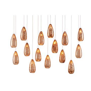 Rame 15-Light Pendant in Copper with Silver 