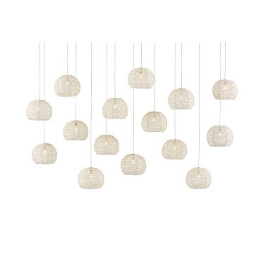 Piero 15-Light Pendant in White with Painted Silver