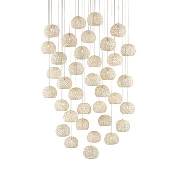 Piero 36-Light 36 Light Pendant in White with Painted Silver