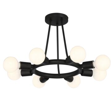Dakota Eight Light Semi Flush Mount in Black by Crystorama