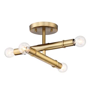 Emmett 4-Light Semi-Flush Mount in Old Satin Brass