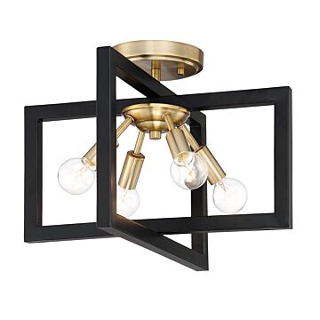 Xander 4-Light Semi-Flush Mount in Aged Warm Brass