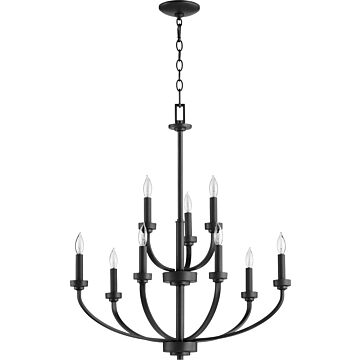 Reyes Nine Light Chandelier in Textured Black by Quorum International