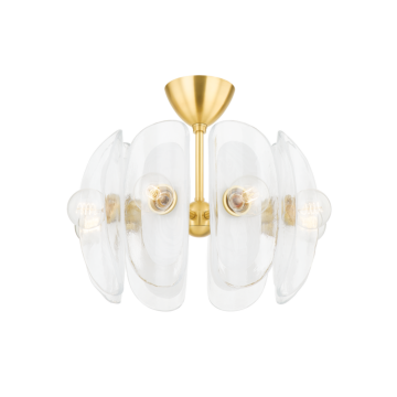 Hilo Eight Light Semi Flush Mount in Aged Brass by Hudson Valley