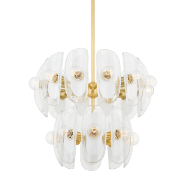 Hilo 20 Light Chandelier in Aged Brass by Hudson Valley