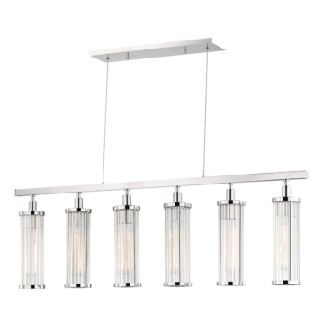 Marley Six Light Island Pendant in Polished Nickel by Hudson Valley
