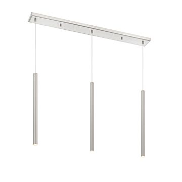 Z Lite Forest 3 Light Linear Pendant Light In Brushed Nickel