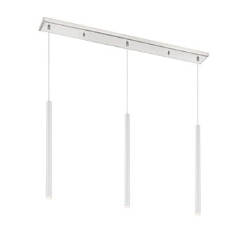 Z Lite Forest 3 Light Linear Pendant Light In Brushed Nickel