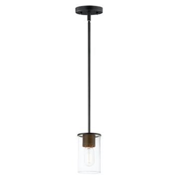 Sleek One Light Mini Pendant in Antique Brass   Black by Maxim