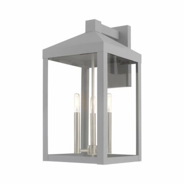 Nyack 3-Light Outdoor Wall Lantern in Nordic Gray w with Brushed Nickels