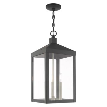 Nyack 3-Light Outdoor Pendant in Scandinavian Gray w with Brushed Nickels