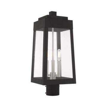 Oslo 3-Light Post-Top Lanterm in Black w with Brushed Nickels