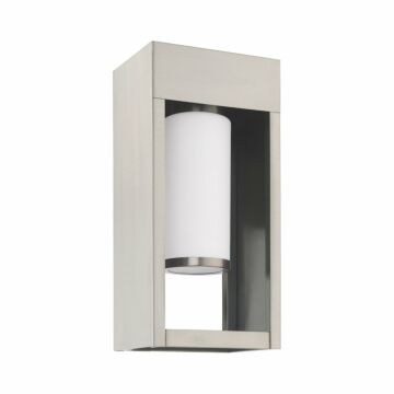 Bleecker 1-Light Outdoor Wall Lantern in Brushed Nickel