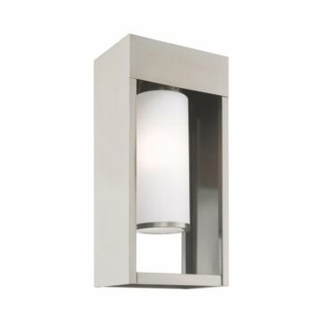 Bleecker 1-Light Outdoor Wall Lantern in Brushed Nickel