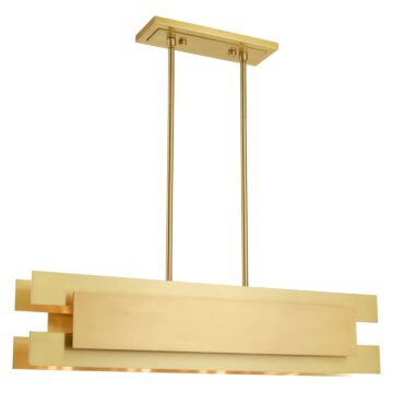 Varick 4-Light Linear Chandelier in Satin Brass