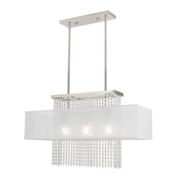 Bella Vista 3-Light Linear Chandelier in Brushed Nickel