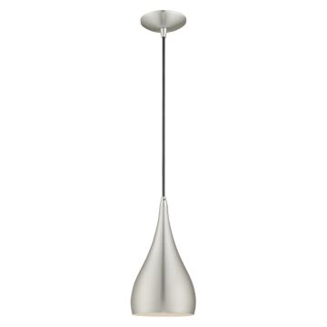 Amador 1-Light Mini Pendant in Brushed Aluminum w with Polished Chromes