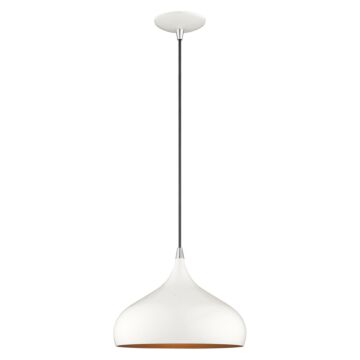 Amador 1-Light Mini Pendant in Shiny White w with Polished Chromes