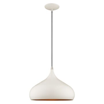 Amador 1-Light Mini Pendant in Shiny White w with Polished Chromes