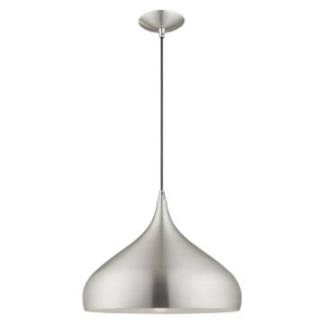 Amador 1-Light Mini Pendant in Brushed Aluminum w with Polished Chromes