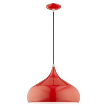 Amador 1-Light Mini Pendant in Shiny Red w with Polished Chromes