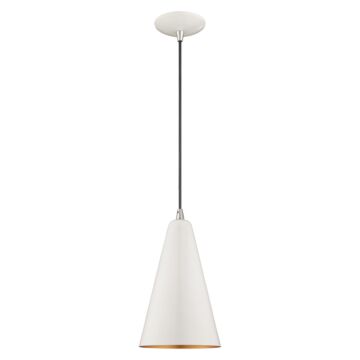 Dulce 1-Light Mini Pendant in Shiny White w with Polished Chromes