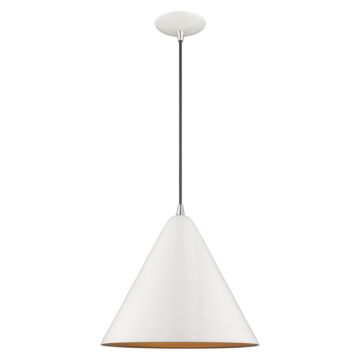 Dulce 1-Light Mini Pendant in Shiny White w with Polished Chromes