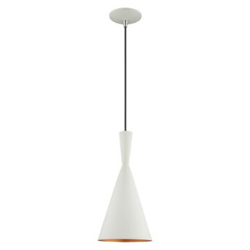 Waldorf 1-Light Mini Pendant in White w with Brushed Nickels