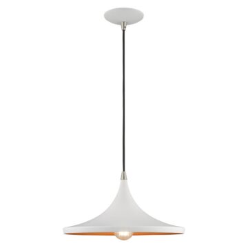 Waldorf 1-Light Mini Pendant in White w with Brushed Nickels