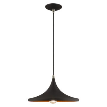 Waldorf 1-Light Mini Pendant in Black w with Brushed Nickels